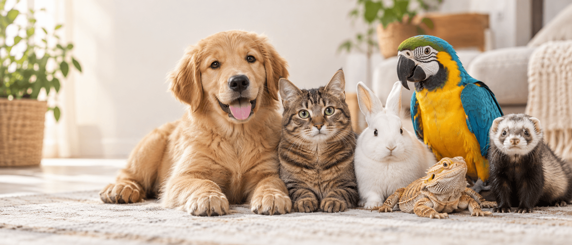 A welcoming group of pets