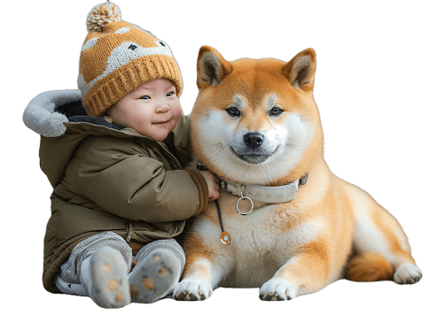 Baby with a dog