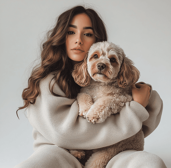 Woman spending time with her dog