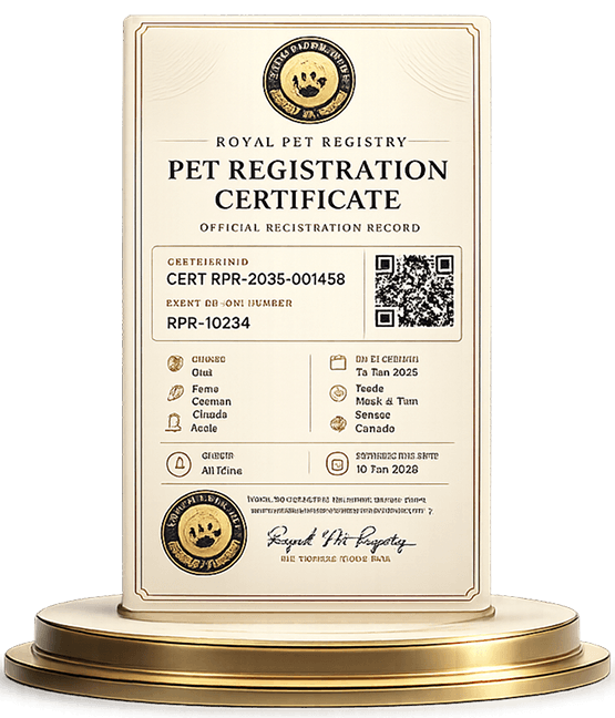 Royal Pet Registry certificate